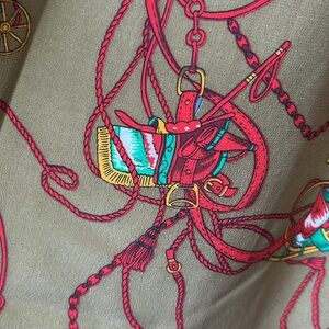 NWT RARE Vintage Ann Taylor Silk Western Pleated Skirt‎ w/Carriage Saddle Rope 2